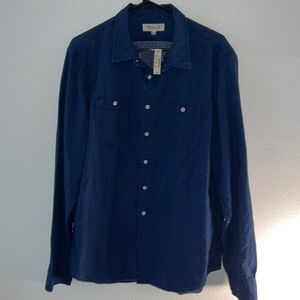 Madewell knit work shirt. Blue/white dot.